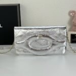 Chanel Small 31 Metallic Crumpled Pouch Bag Silver 24cm - Image 6