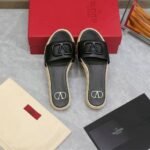 Valentino Garavani Vlogo Espadrille Slides Black - Image 5