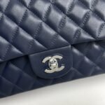 Chanel Classic Double Flap Bag Dark Blue 25cm - Image 9