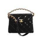 Chanel Mini Foldable Bag With Handle Polished Calfskin Black 19Cm As4472 B16280 94305