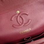 Chanel Classic Double Flap Bag Carviar Burgundy 25cm - Image 7