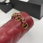 Chanel Classic Double Flap Bag Carviar Burgundy 25cm - Image 5