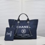 Chanel Deauville Shopping Tote Dark Blue 39cm - Image 8