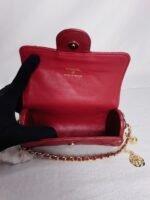 Chanel Lipstick Bag With Chain Ghw Red 15Cm - Image 10