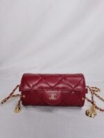 Chanel Lipstick Bag With Chain Ghw Red 15Cm - Image 2