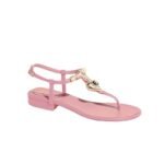 Chanel Shiny Pearl Crystal Cc Heart Thong Sandals Light Pink