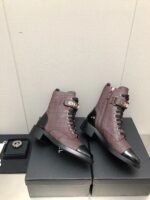 Chanel Combat Boots Burgundy And Black G45005 B13037 No807 - Image 2
