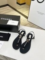 Chanel Sandals Ivory Black G40018 - Image 3