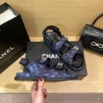 Chanel Dad Slingback Sandals Blue Black - Image 3