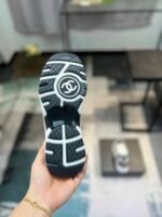 Chanel Cc Embossed Logo Suede Black White - Image 9