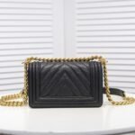 Chanel Boy Chevron Small Handbag Black In Gold 20cm - Image 10
