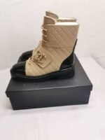 Chanel Lace Up Boots Beige Black G39516 Y56261 K5119 - Image 3