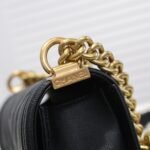 Chanel Boy Chevron Small Handbag Black In Gold 20cm - Image 4