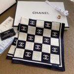 Chanel Square Motif Cc Logo Silk Scarf Black And White 70Cm - Image 4