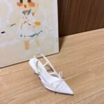 Chanel Cc Leather Pointy Toe Pumps Slingbacks Sandals White - Image 3