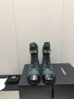 Chanel Combat Boots Dark Green G45005 - Image 3