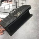Chanel Boy Chevron Medium Handbag Calfskin Black 25cm - Image 8