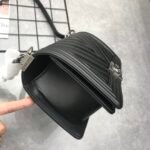 Chanel Boy Chevron Medium Handbag Calfskin Black 25cm - Image 6