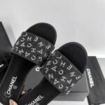 Chanel 24P Beaded Diamond Logo Slippers Black - Image 5