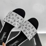 Chanel 24P Beaded Diamond Logo Slippers Silver - Image 6