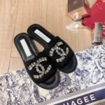 Chanel Coco Mark 23Ss Straw And Leather Sandals - Image 6