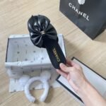 Chanel Bow Embellished Slides In Black - Image 3