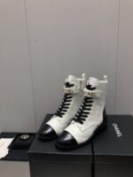 Chanel Combat Boots White And Black G45005 - Image 2