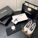 Chanel Leather Cap Toe Ballet Flats White Gold - Image 3