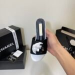 Chanel Camellia Two Tone Slides White And Black - Image 6