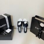 Chanel Camellia Two Tone Slides White And Black - Image 5
