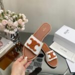 Celine Triomphe Mule Beige White Tan - Image 6