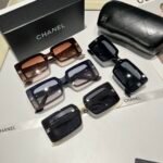 Chanel Rectangle Shiny Design Sunglasses Black White - Image 3