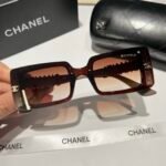 Chanel Rectangle Shiny Design Gradient Sunglasses Brown - Image 3