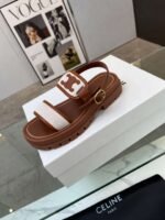 Celine Clea Triomphe Sandal In Calfskin Vegetal Tanning Beige 353872270C04Ub - Image 4