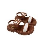 Celine Clea Triomphe Sandal In Calfskin Vegetal Tanning Canvas 353872270C04Ub