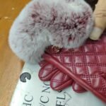 Chanel Rabbit Fur Touch Screen Gloves In Red Nappa Leather - Image 6