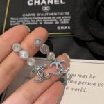 Chanel Crystal Cc Pearl Drop Earrings Silver Abg202 B21707 U2865 - Image 2