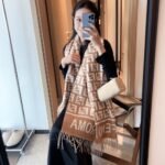 Fendi Logo Detail Fringed Scarf Brown 180Cm Fxt113 Aqcw F0Qb8 - Image 4