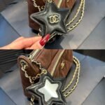 Chanel Clutch With Strap Velvet Effect Nylon Glossy Wrinkled And Gold Metallic Brown 20Cm - Image 6