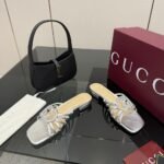 Gucci Women Slide With Crystal Interlocking G Silver Leather 852357 Bnc00 1001 - Image 5