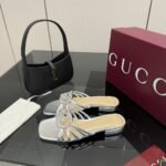 Gucci Women Slide With Crystal Interlocking G Silver Leather 852357 Bnc00 1001 - Image 7