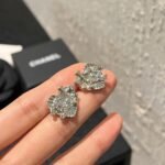 Chanel Cc Crystal Heart Earrings Gold Abg358 B21895 U3549 - Image 5