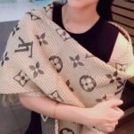 Louis Vuitton Logomania Shine Scarf Beige 180Cm - Image 5