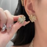 Chanel Cc Crystal Heart Earrings Gold Abg358 B21895 U3549 - Image 3