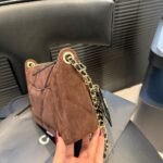 Chanel Clutch With Strap Velvet Effect Nylon Glossy Wrinkled And Gold Metallic Brown 20Cm - Image 7