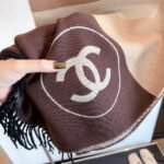 Chanel Cashmere Blanket And Throw Beige Brown 180Cm - Image 3