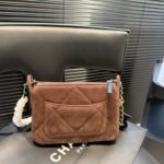 Chanel Clutch With Strap Velvet Effect Nylon Glossy Wrinkled And Gold Metallic Brown 20Cm - Image 8