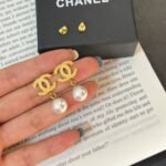 Chanel Cc Faux Pearl Drop Earrings With Gold - Image 3