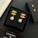 Chanel Cc Faux Pearl Drop Earrings With Gold - Image 2