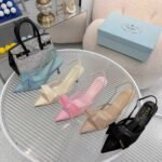 Prada Mesh Fabric Slingback Pumps In White - Image 7